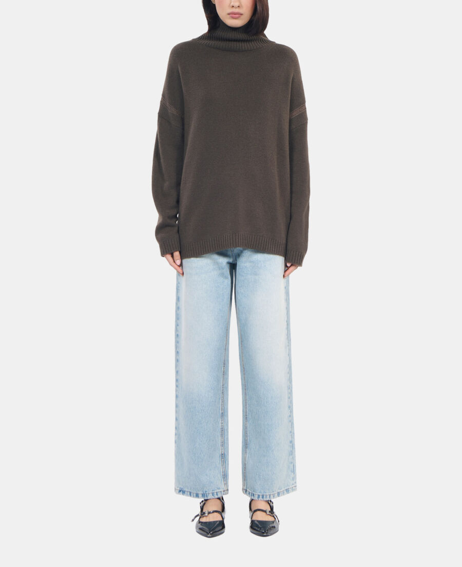 The Kooples DAMEN KAKI khakifarbener pullover aus kaschmir