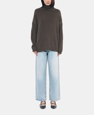 The Kooples DAMEN KAKI khakifarbener pullover aus kaschmir