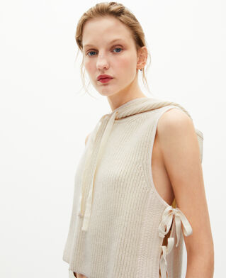 The Kooples MUJER ECRU jersey sin mangas de lana y algod&oacute;n crudo