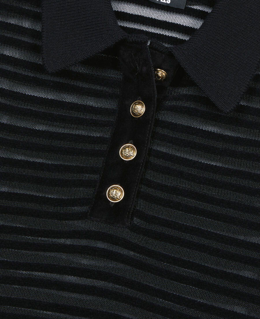 The Kooples FEMME BLACK polo en maille noire