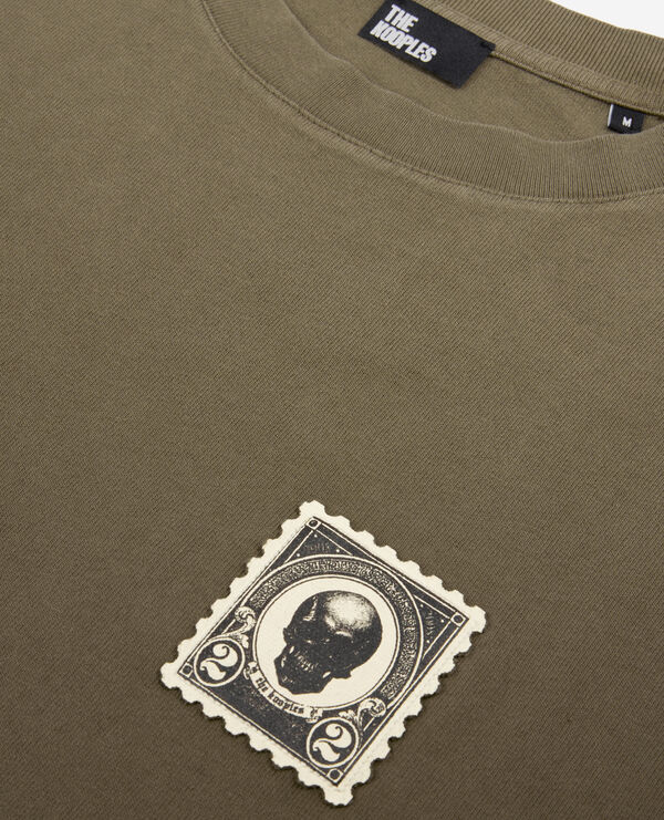 The Kooples HOMME DARK BROWN t-shirt avec patchs kaki