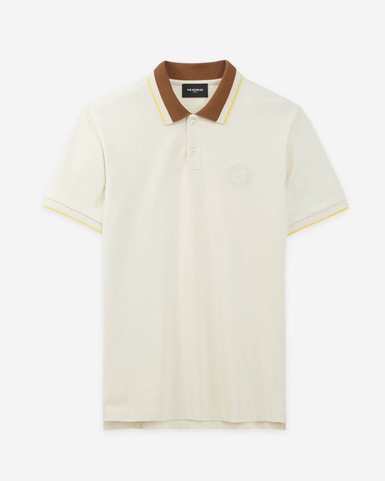 The Kooples MEN ECRU short-sleeved ecru polo with knitted collar