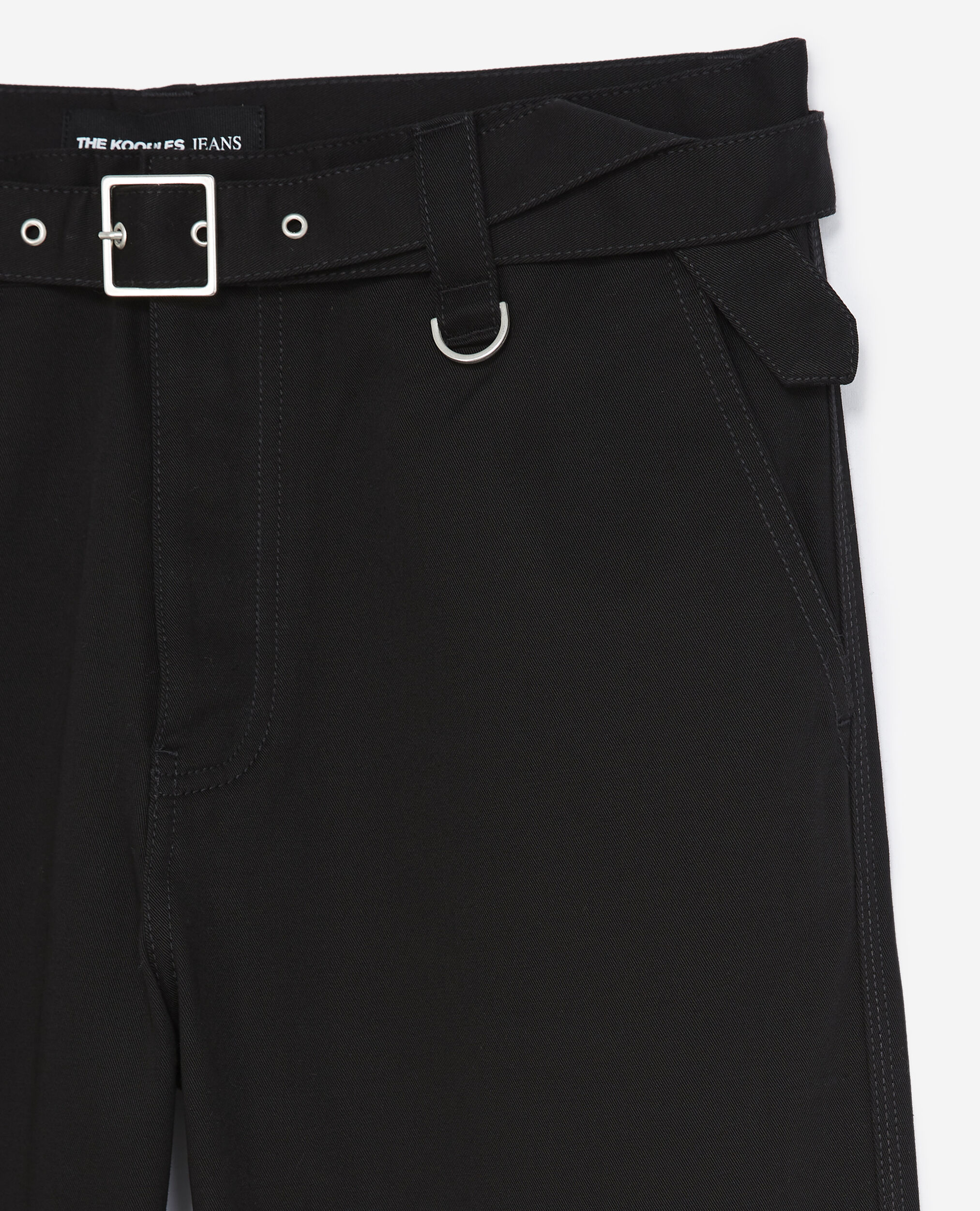 Pantalon droit noir à ceinture intégrée, BLACK, hi-res image number null