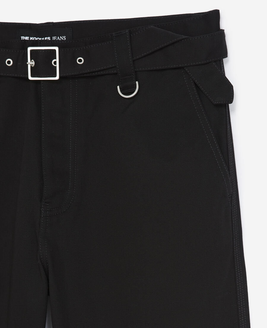 pantalon droit noir à ceinture intégrée