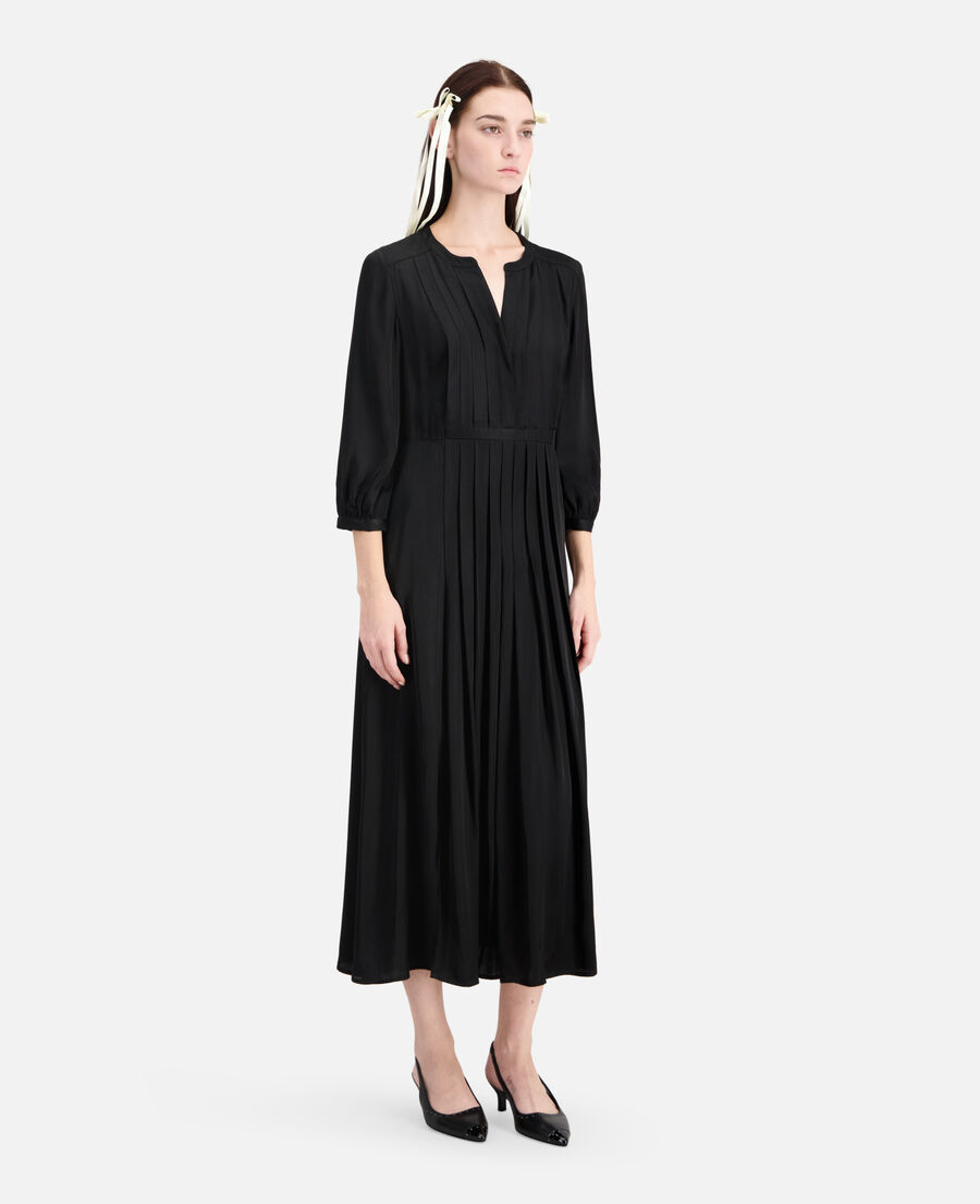 long black dress with pleating