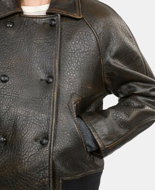 The Kooples MUJER DARK BROWN chaqueta piel marrón