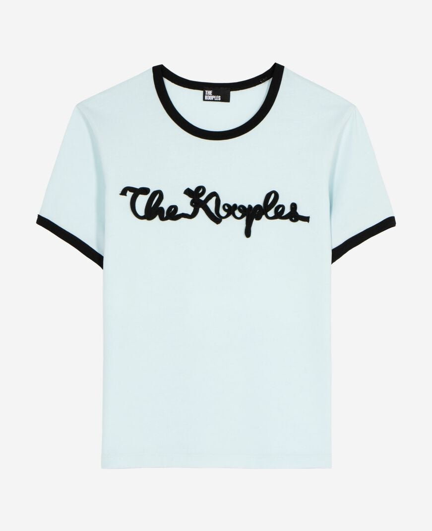 The Kooples FEMME BABY BLUE t-shirt broderie ruban bleu clair