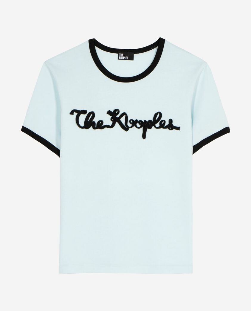 The Kooples FEMME BABY BLUE t-shirt broderie ruban bleu clair