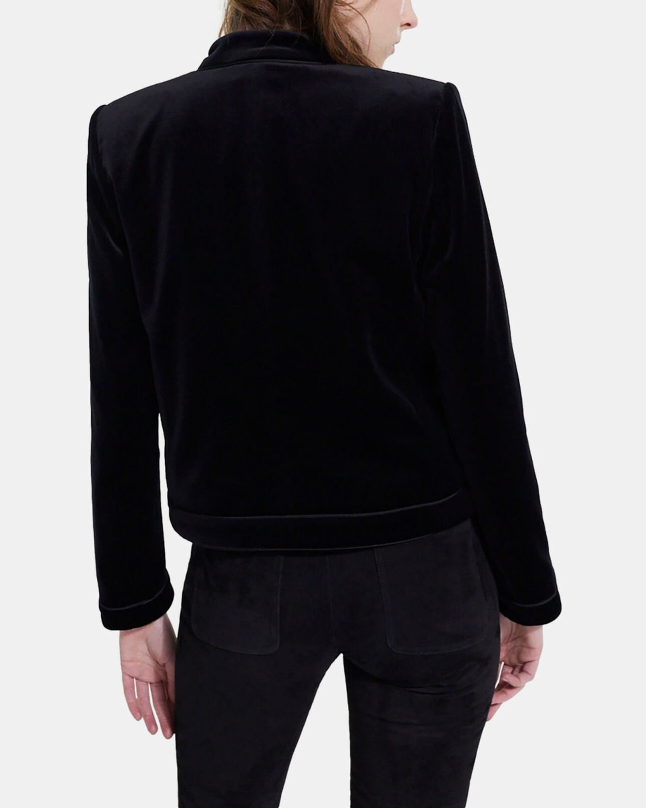 The Kooples WOMEN BLACK black velvet jacket