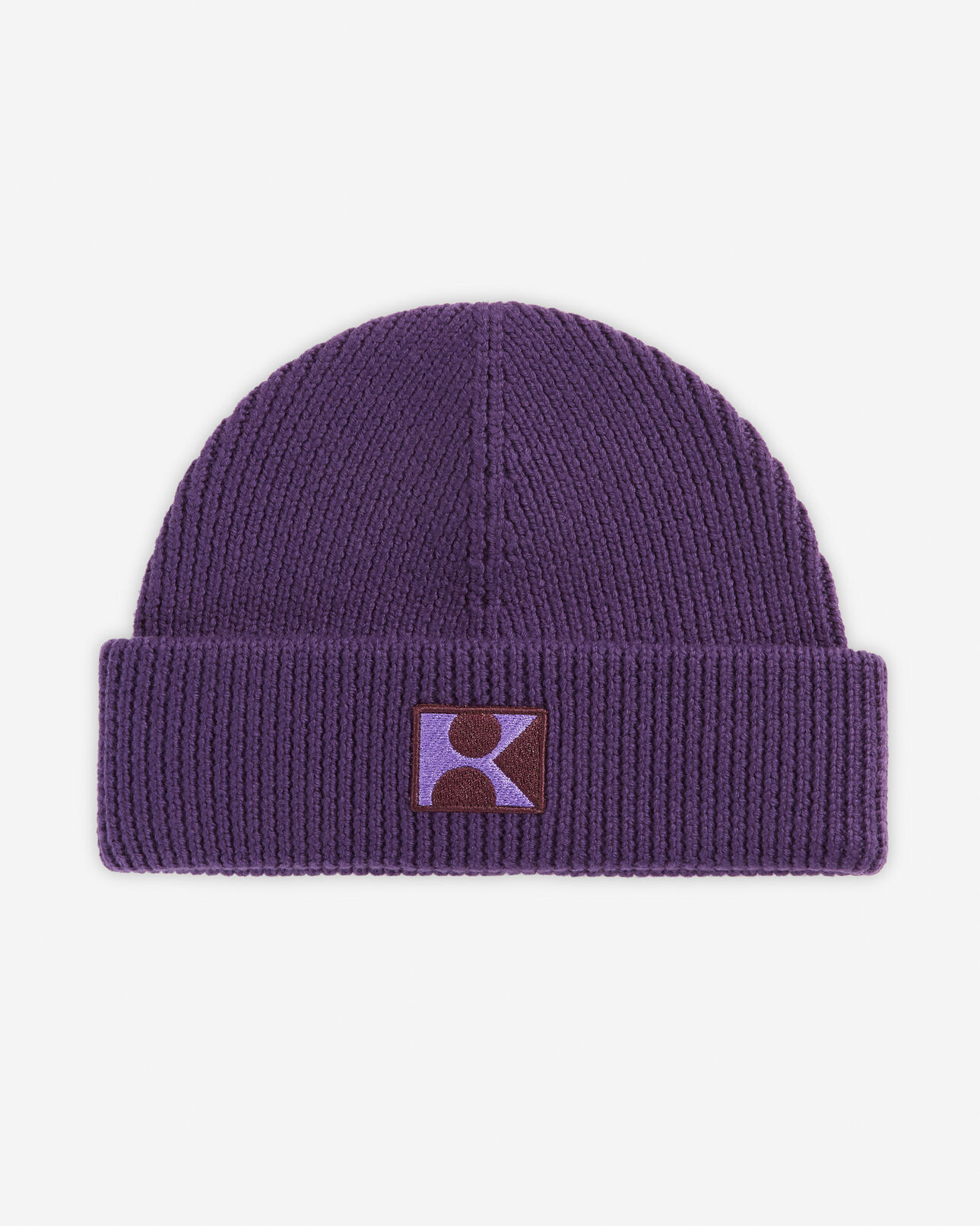 The Kooples MIXED VIOLET purple wool beanie with logo k patch