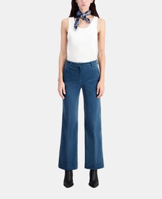 The Kooples FEMME BLUE PETROL pantalon bleu en velours côtelé