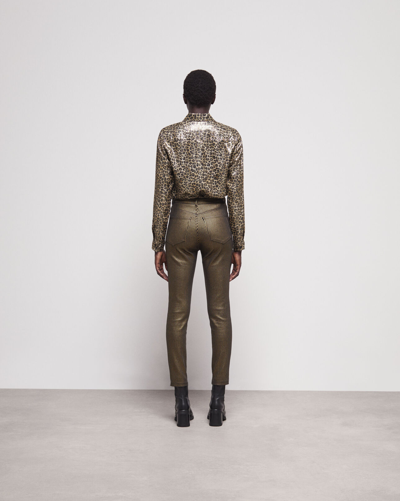 The Kooples FEMME BLACK / GOLD jean slim bicolore