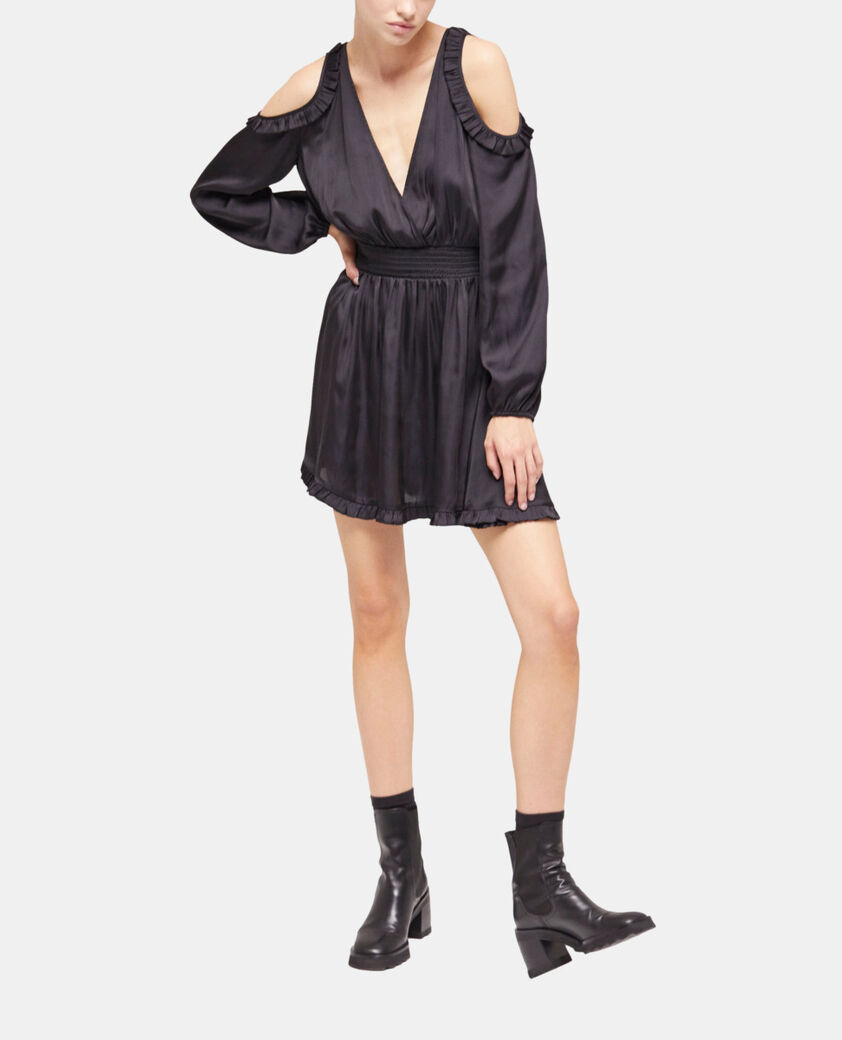 The Kooples DAMEN BLACK schwarzes kurzes kleid mit rüschen