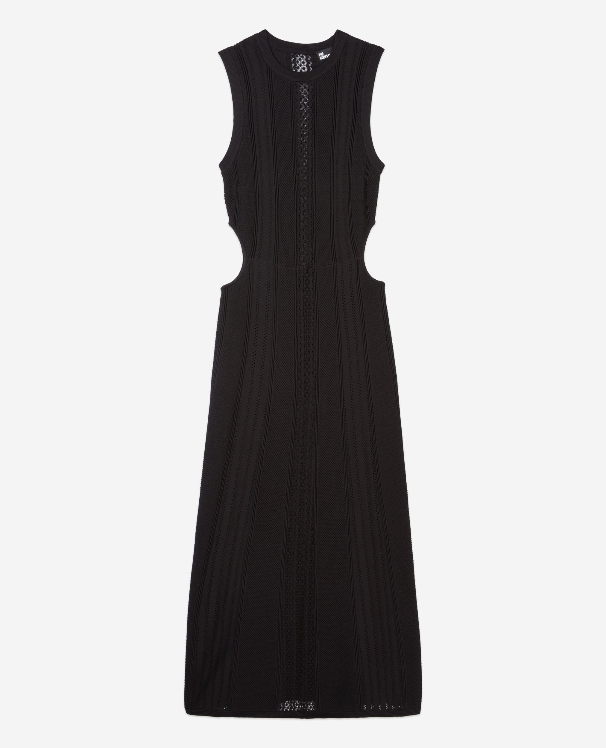 Robe longue en maille ajourée noire, BLACK, hi-res image number null