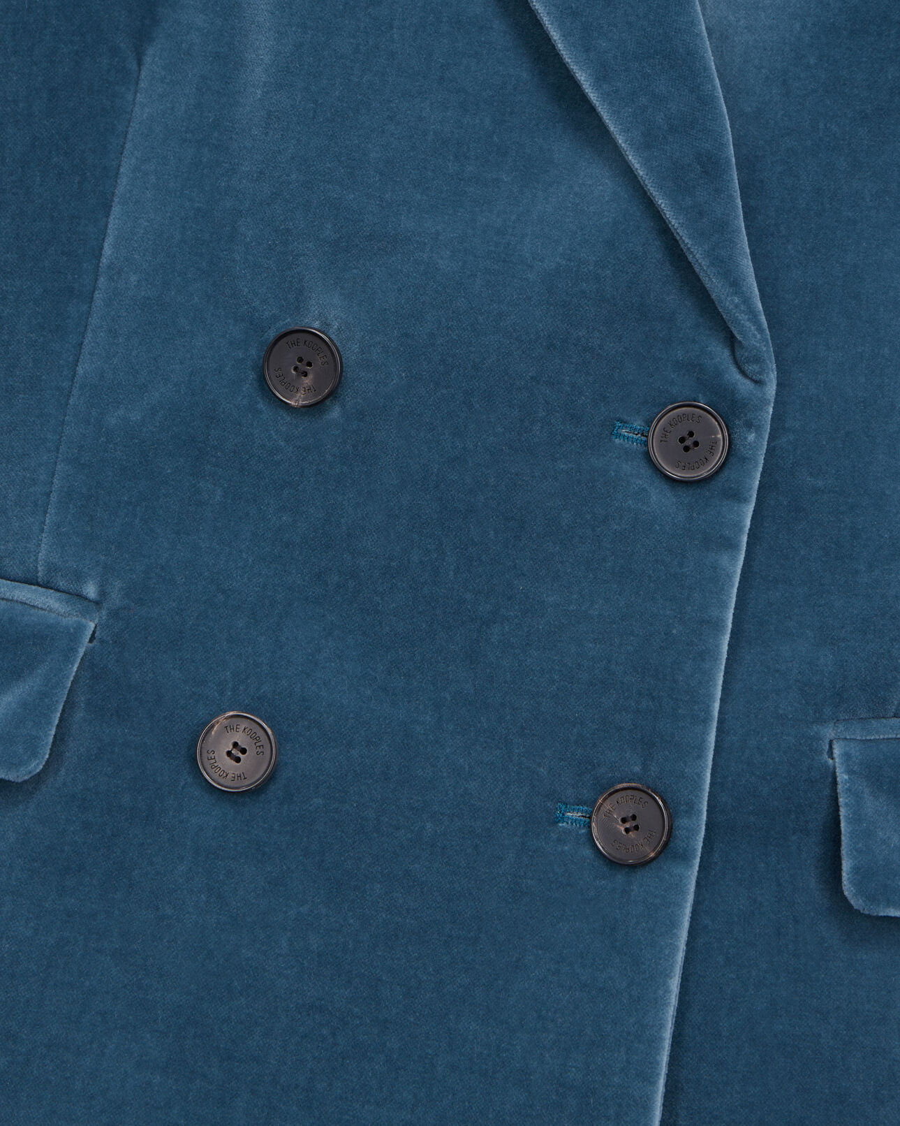 The Kooples WOMEN BLUE PETROL short blue velvet suit jacket
