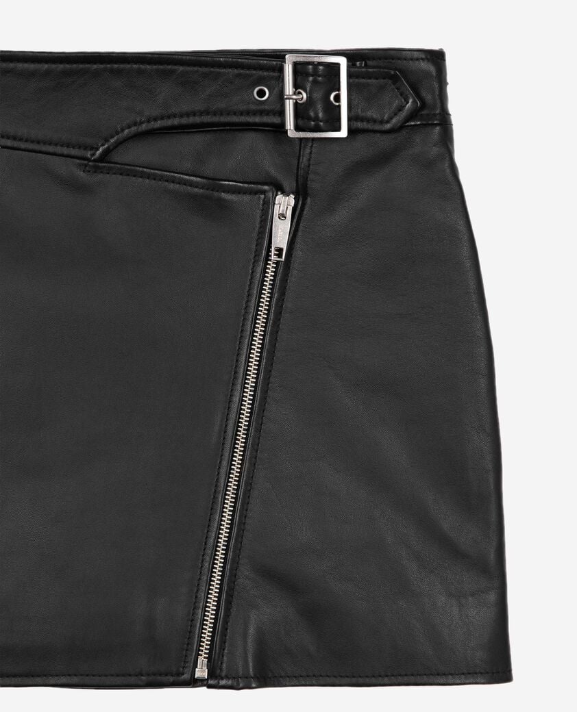 The Kooples DAMEN BLACK lederrock mit rei&szlig;verschluss schwarz