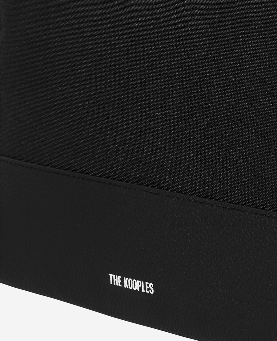 The Kooples HOMME BLACK pochette de voyage en canvas et cuir grainé noir