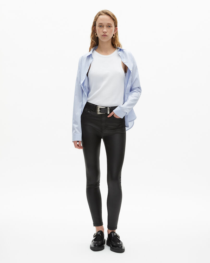 The Kooples WOMEN BLACK black leather-effect slim jeans