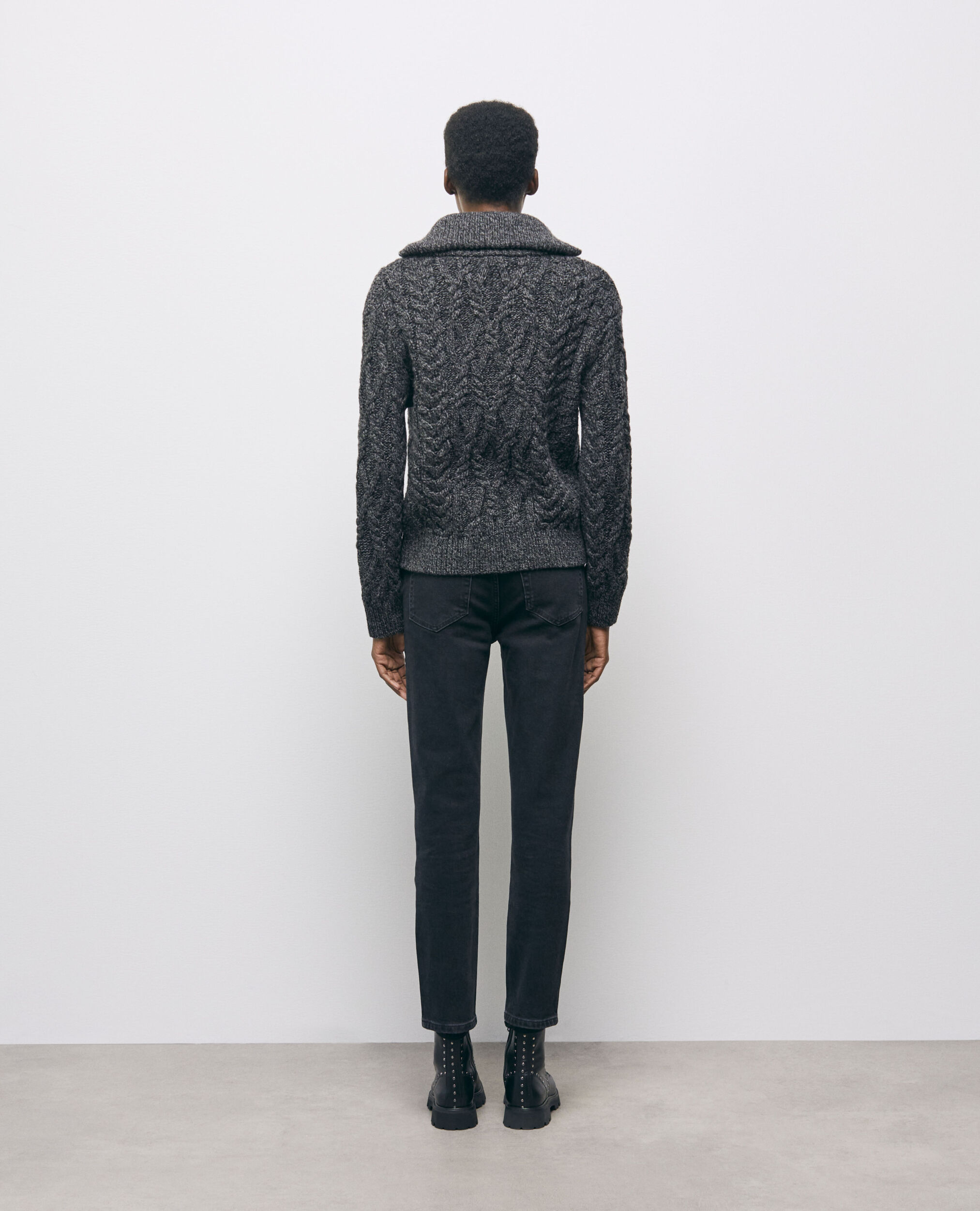 Gray roll neck sweater, BLACK DARK GREY, hi-res image number null