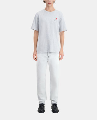 The Kooples HOMME GRIS CLAIR t-shirt homme gris avec broderie fleur