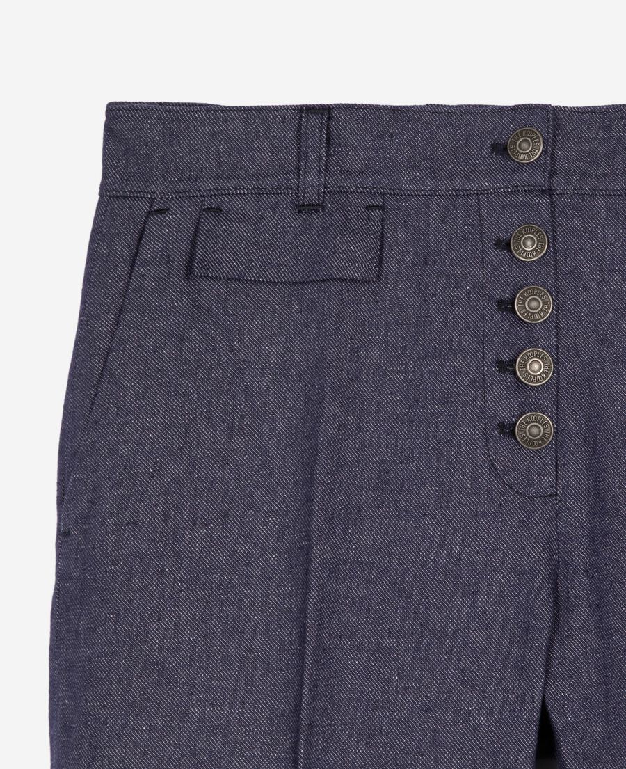 The Kooples WOMEN BLUE blue cotton and linen flare pants
