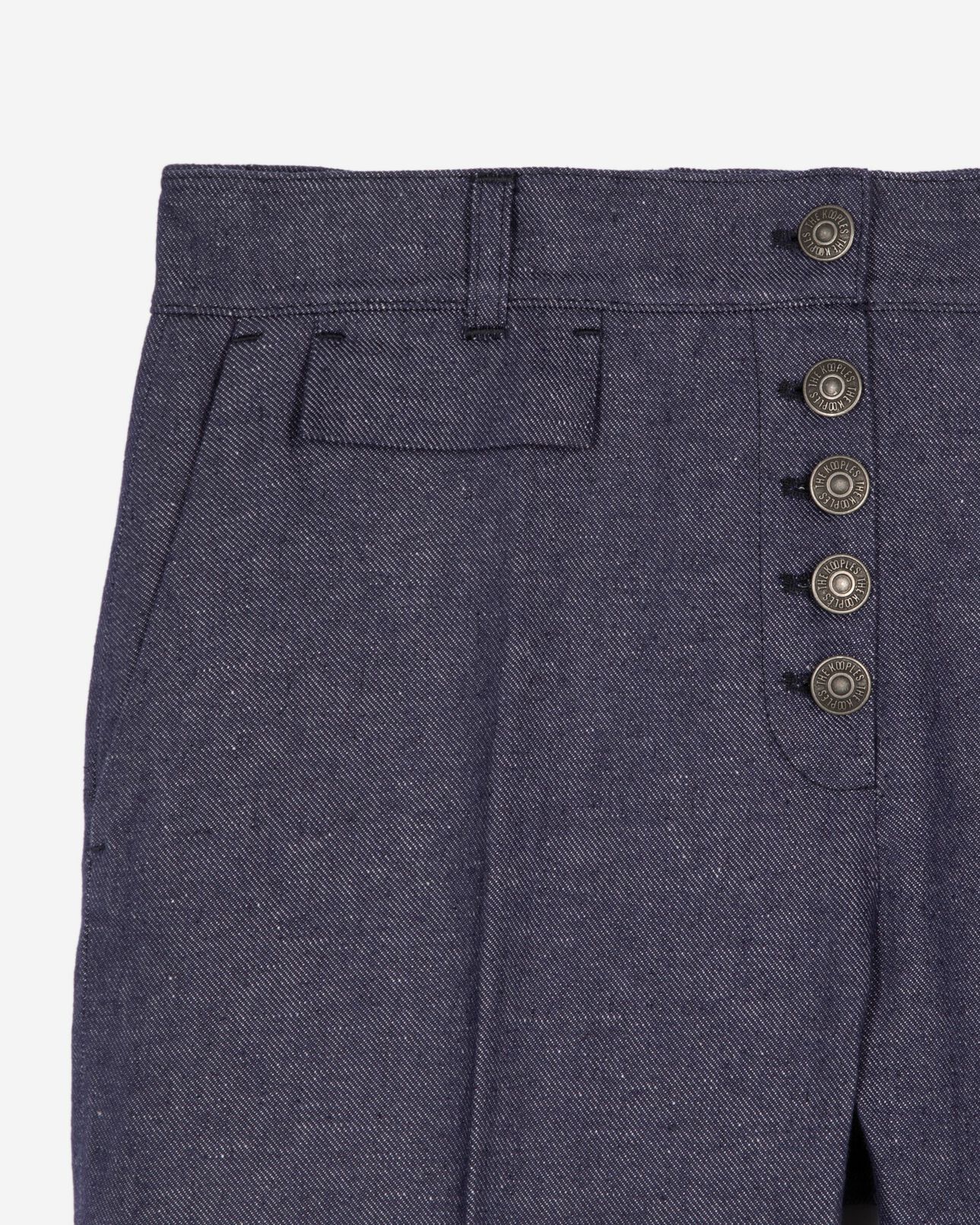 The Kooples DAMEN BLUE flare-hose aus baumwolle und leinen in blau