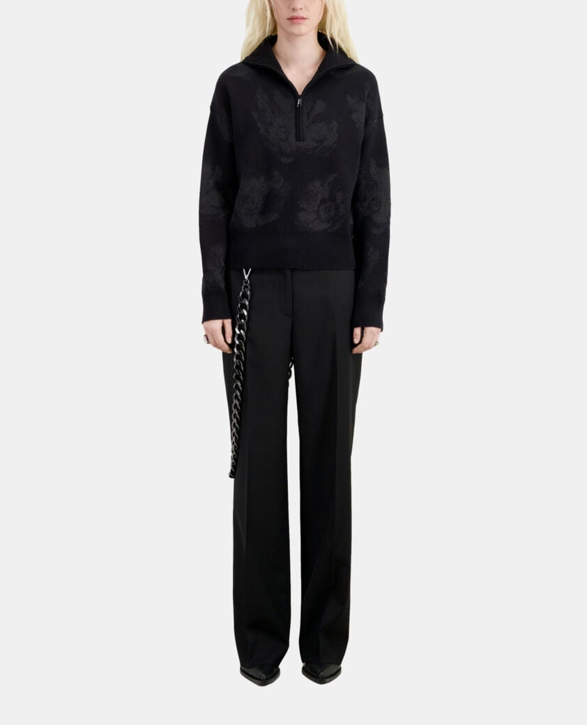 The Kooples F BLACK/BLACK black wool-blend sweater with silver details