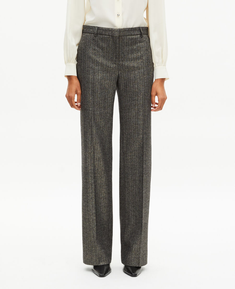 The Kooples WOMEN BLACK gold and black lurex herringbone straight-leg pants