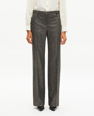 The Kooples WOMEN BLACK gold and black lurex herringbone straight-leg pants