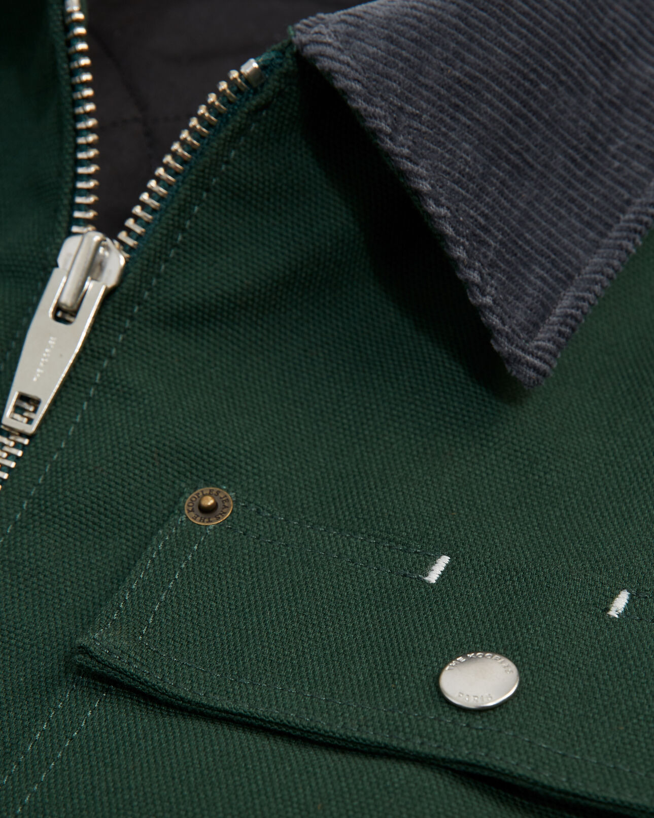 The Kooples MEN FOREST green cotton jacket contrasting gray collar