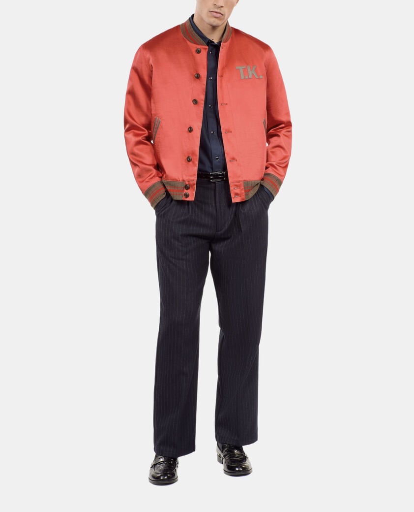 The Kooples MEN RUBIS red satin jacket with patches