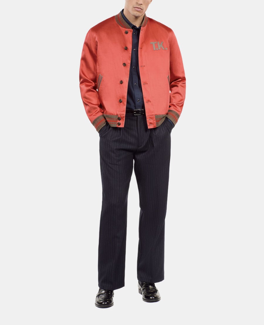 The Kooples HOMME RUBIS blouson satin&eacute; avec patchs rouge