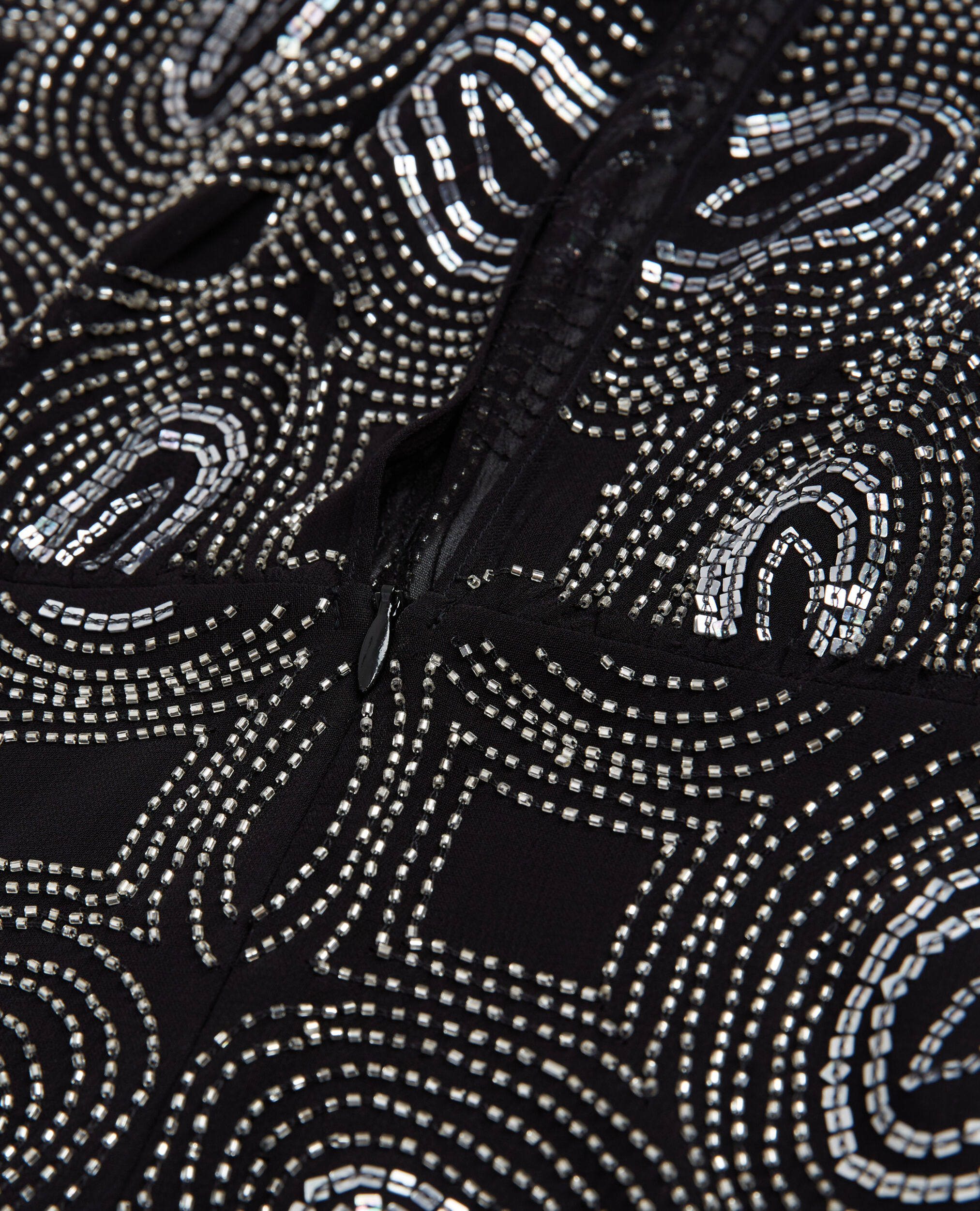 Robe courte noire à perles argentées, BLACK, hi-res image number null