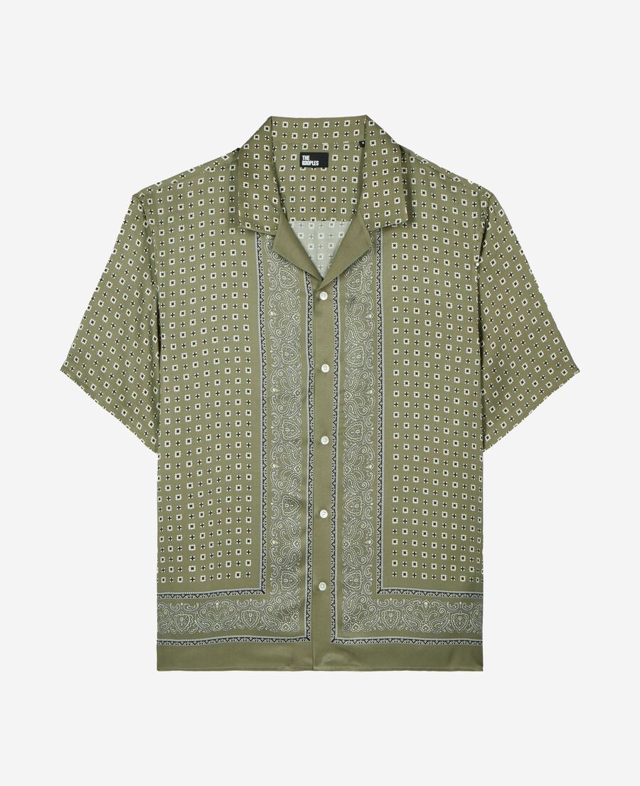 The Kooples MEN FORET khaki bandana print short-sleeve shirt