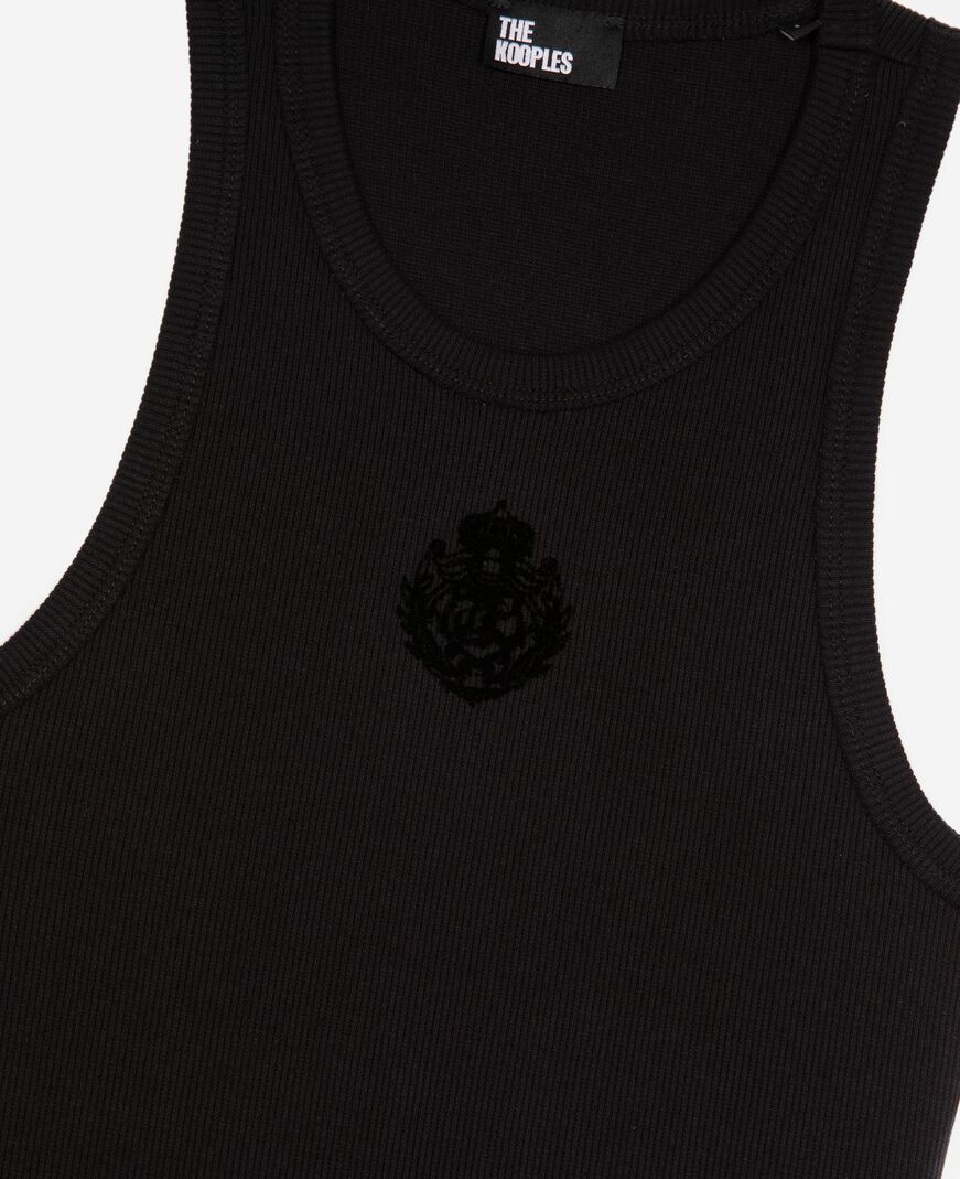 The Kooples WOMEN BLACK black sleeveless long dress with crest