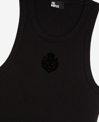 The Kooples WOMEN BLACK black sleeveless long dress with crest