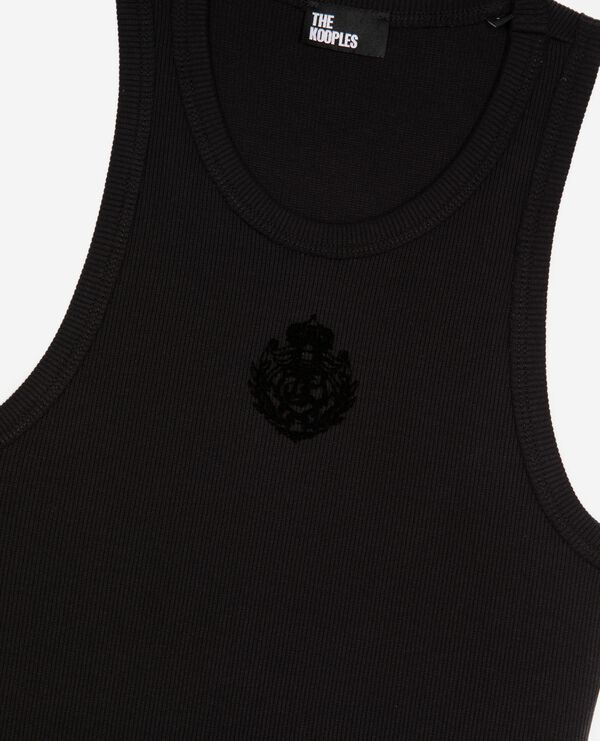 The Kooples FEMME BLACK robe longue avec blason sans manches noire