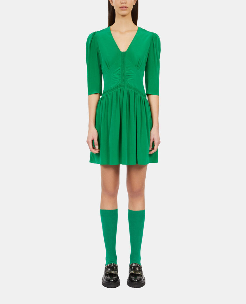 The Kooples WOMEN GREEN short green dress with shirring