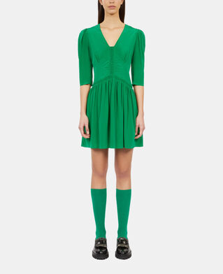 The Kooples WOMEN GREEN short green dress with shirring