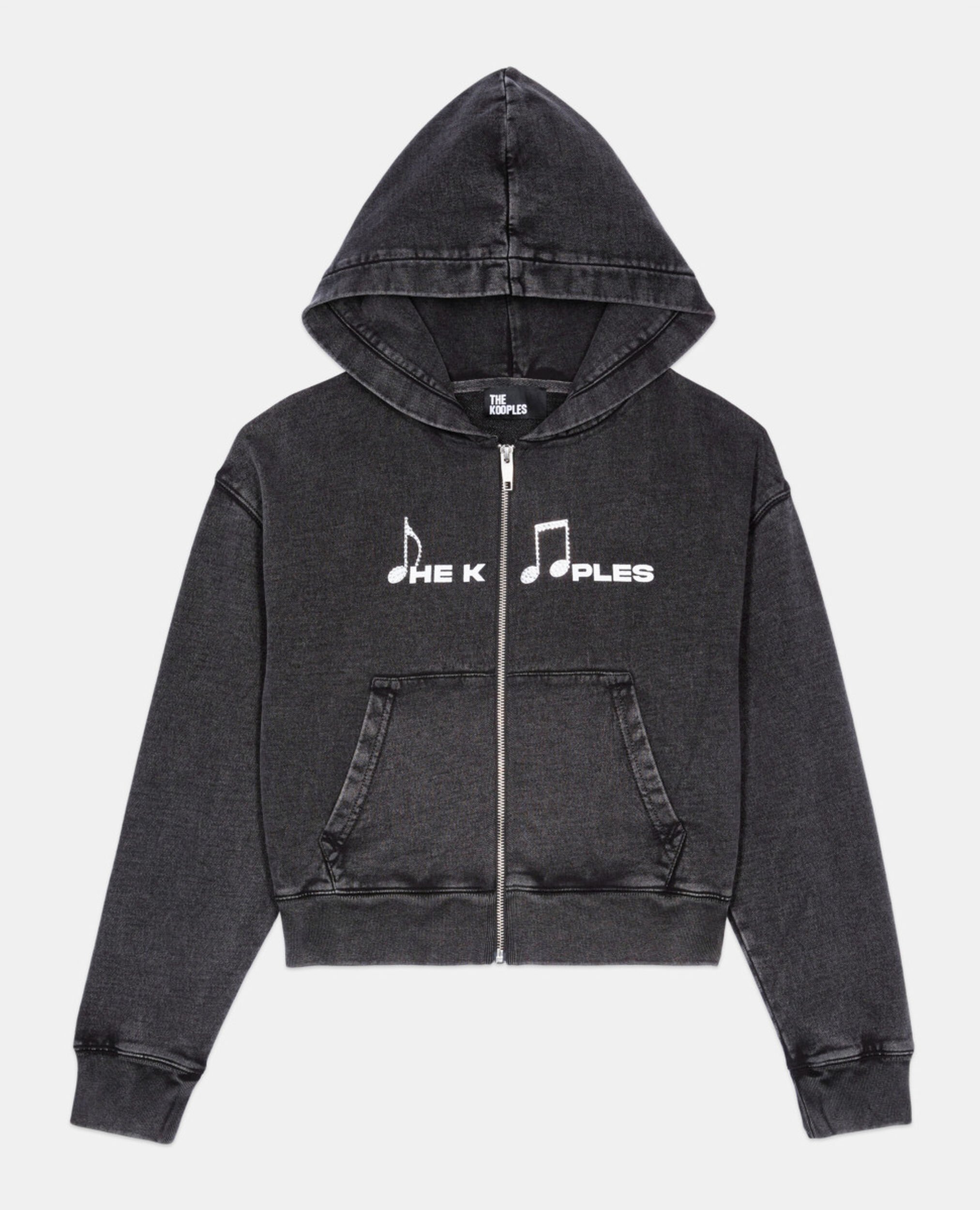 Black hoodie with serigraphy, BLACK WASHED, hi-res image number null