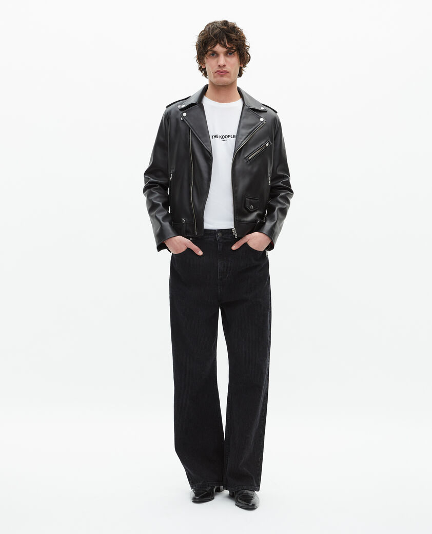 The Kooples HOMME BLACK blouson biker en cuir noir