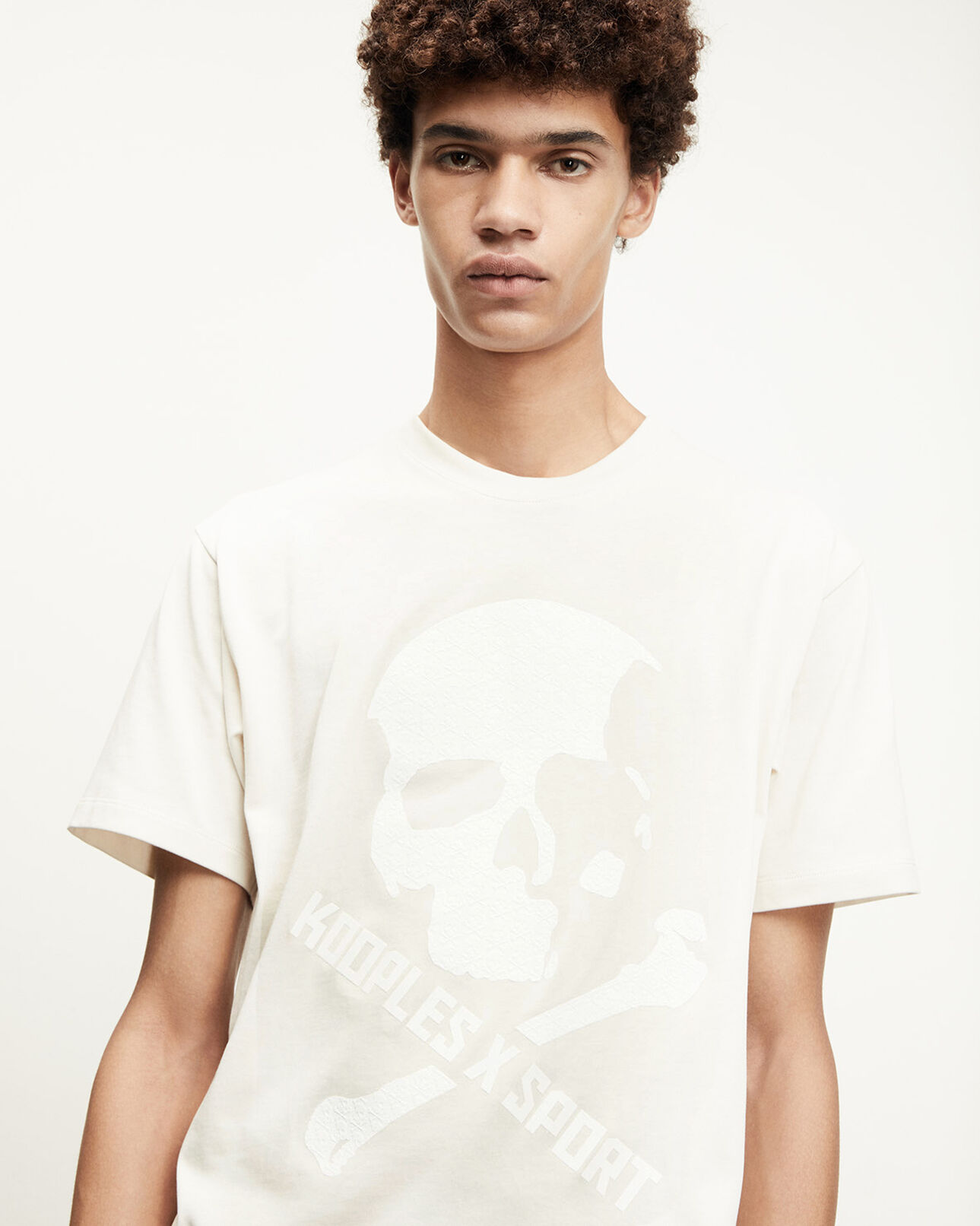 The Kooples HERREN OFF WHITE baumwoll-t-shirt weiß totenkopfmotiv