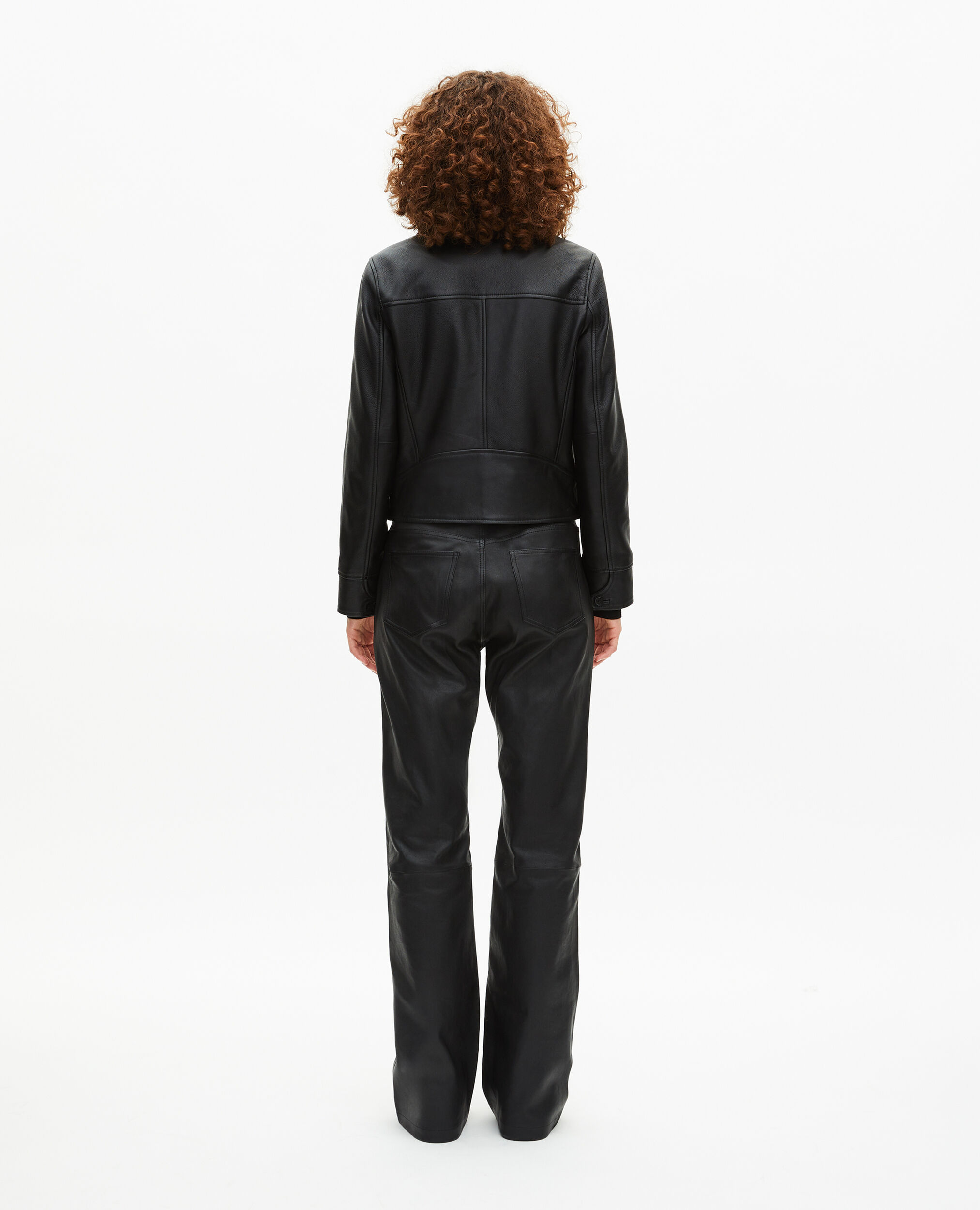 Black leather jacket, BLACK, hi-res image number null