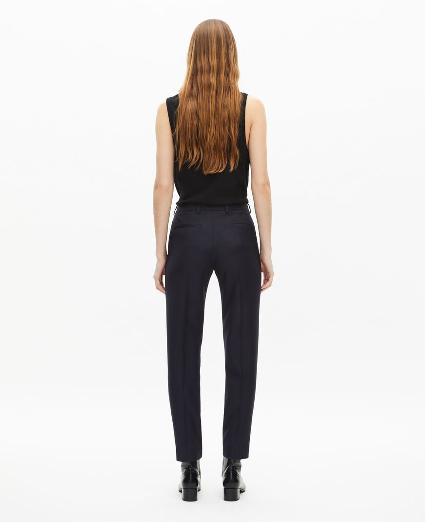 The Kooples WOMEN NAVY navy blue slim-fit wool tailored trousers