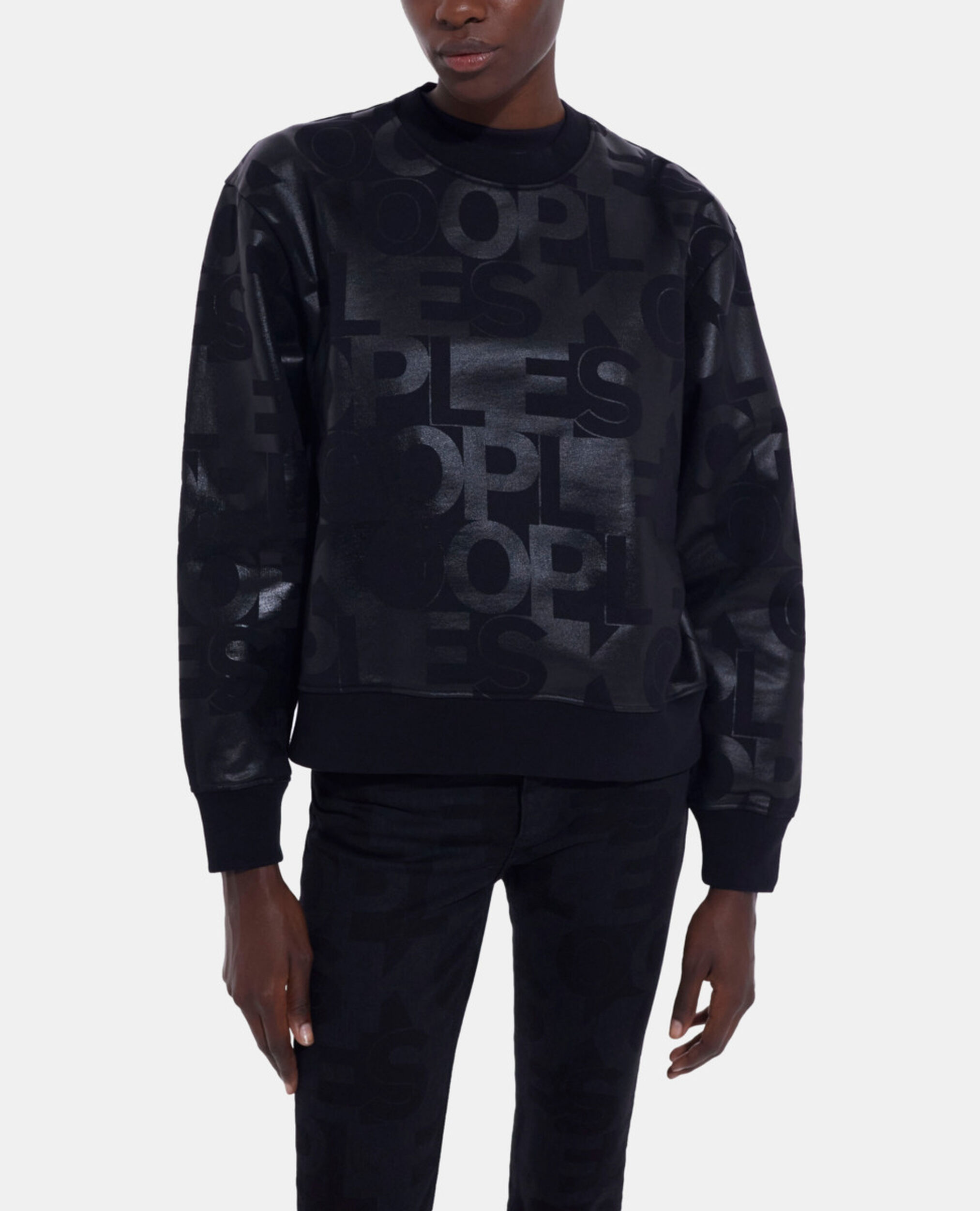 Schwarzes Sweatshirt mit The Kooples Logo, BLACK, hi-res image number null