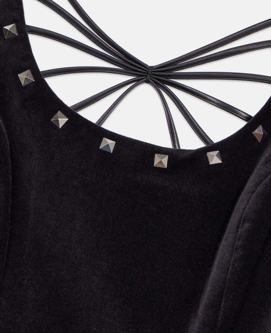 The Kooples FEMME BLACK robe courte en velours noir