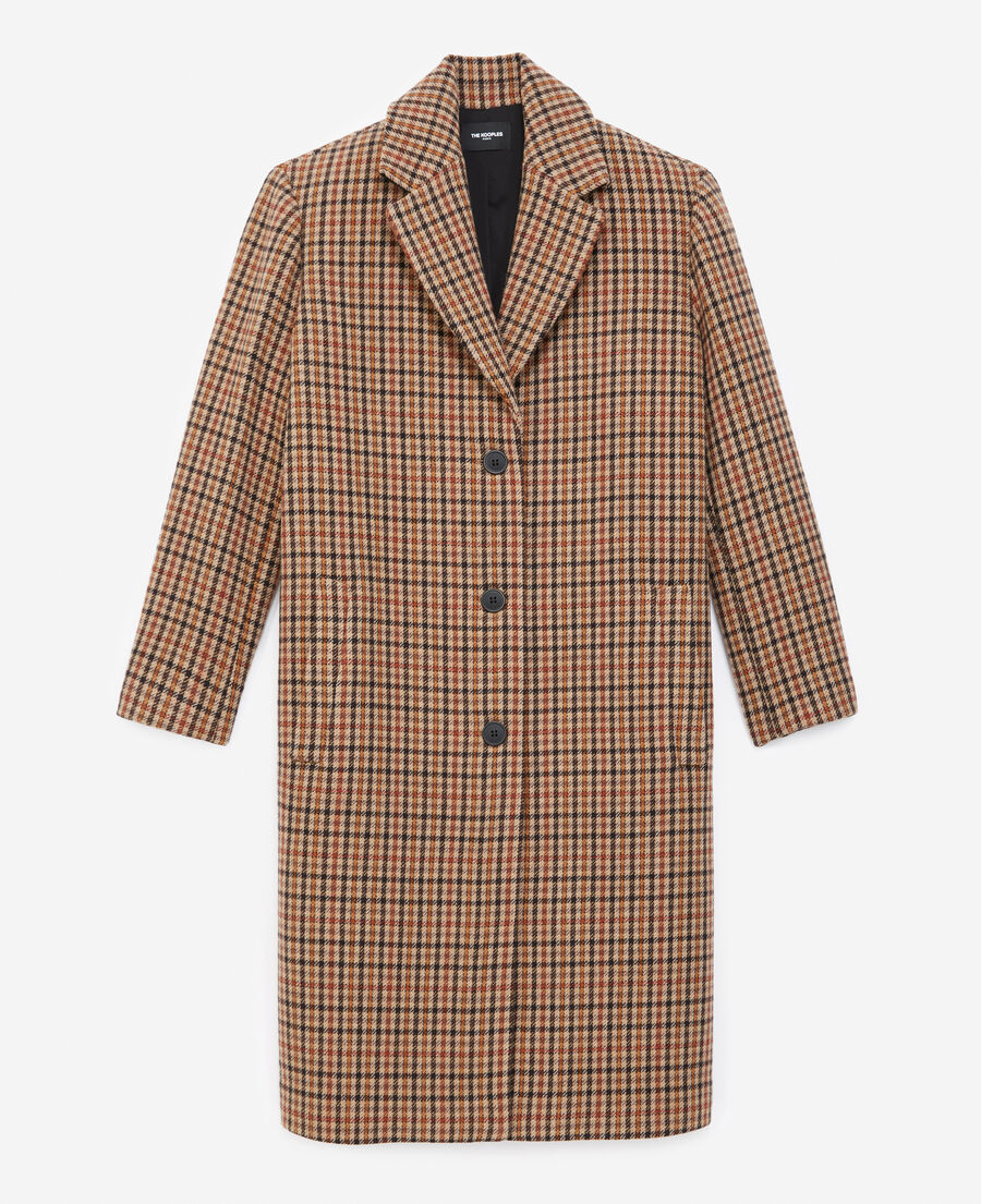 double-faced check wool coat