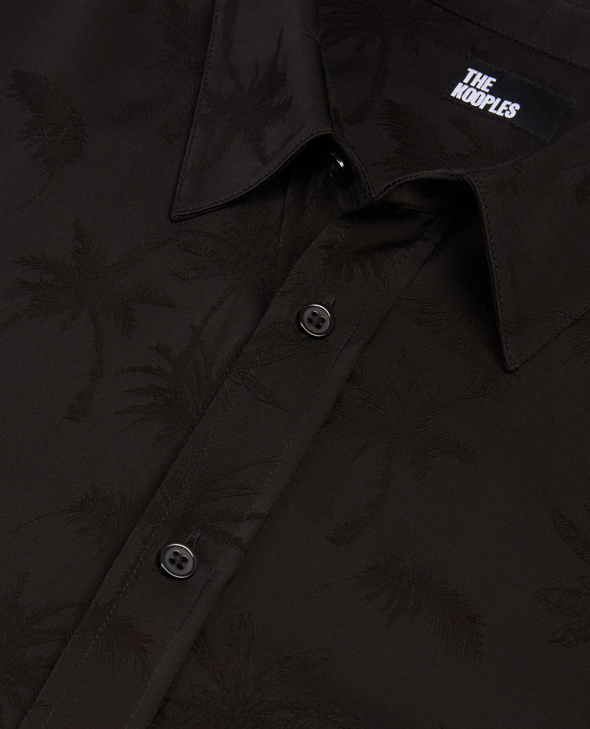 Schwarzes Jacquard-Hemd mit Palmen, BLACK, hi-res image number null