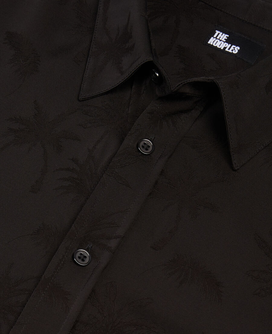 black jacquard shirt with palm trees