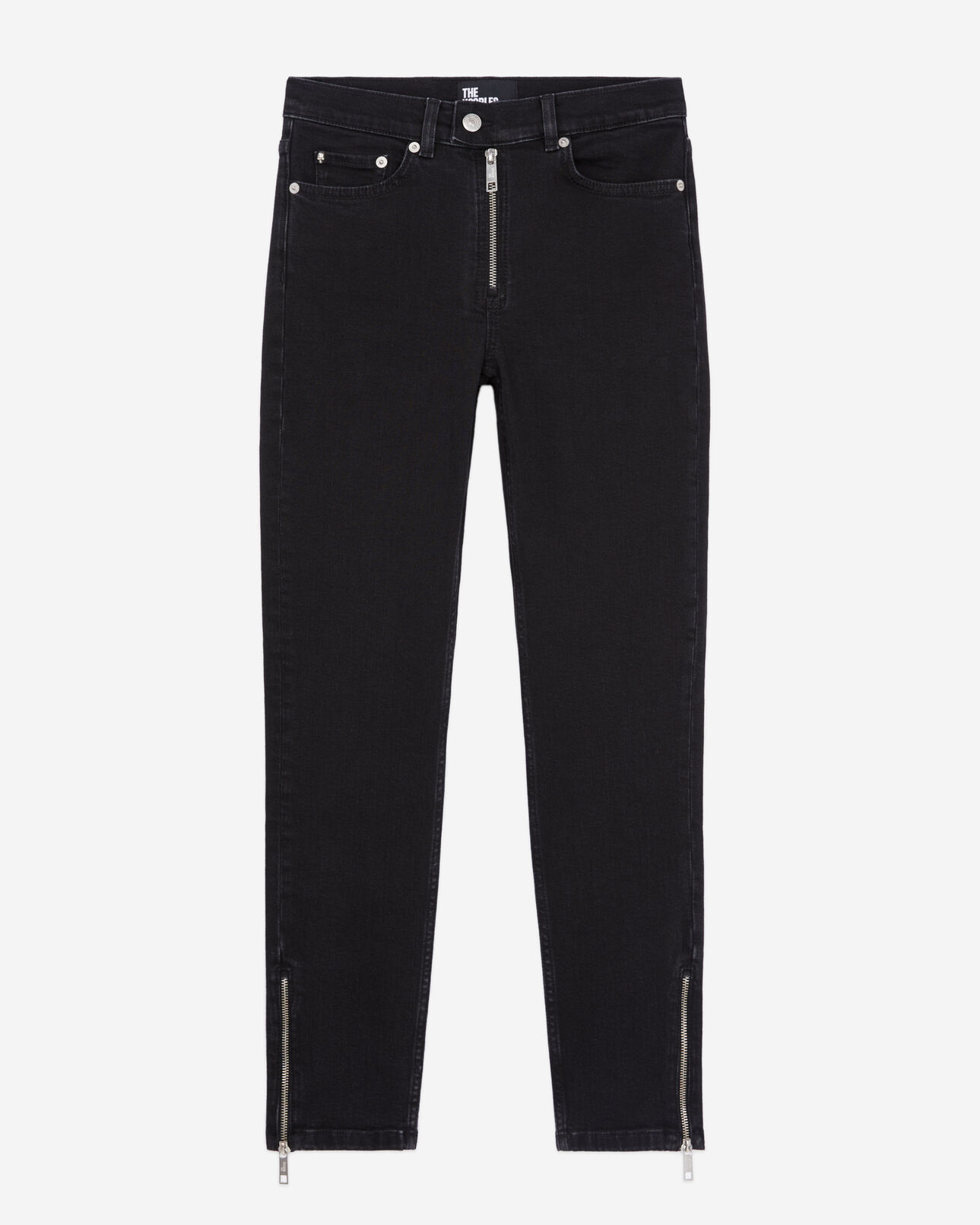 The Kooples WOMEN BLACK WASHED black slim jeans with zip